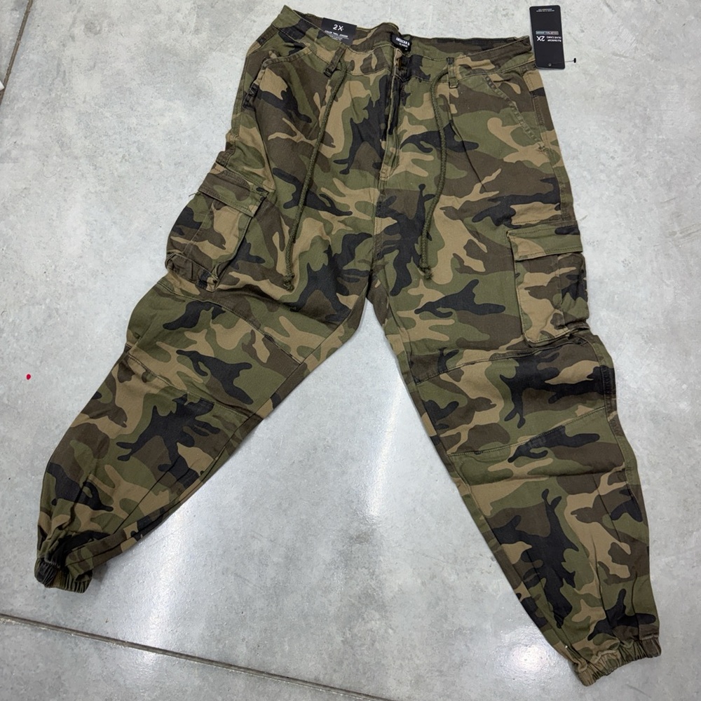 Camo Cargo Jogger Pants - Olive Green Camouflage
